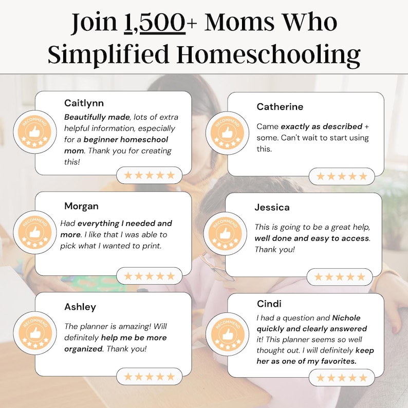 Reviews from 1,500 plus homeschool moms who simplified with this planner