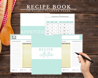 Recipe Binder, Recipe Book, Cookbook Template, Personalized Recipe, Recipe Cards, Printable Recipe Cards, Handwritten Recipe Cards, A5, A4