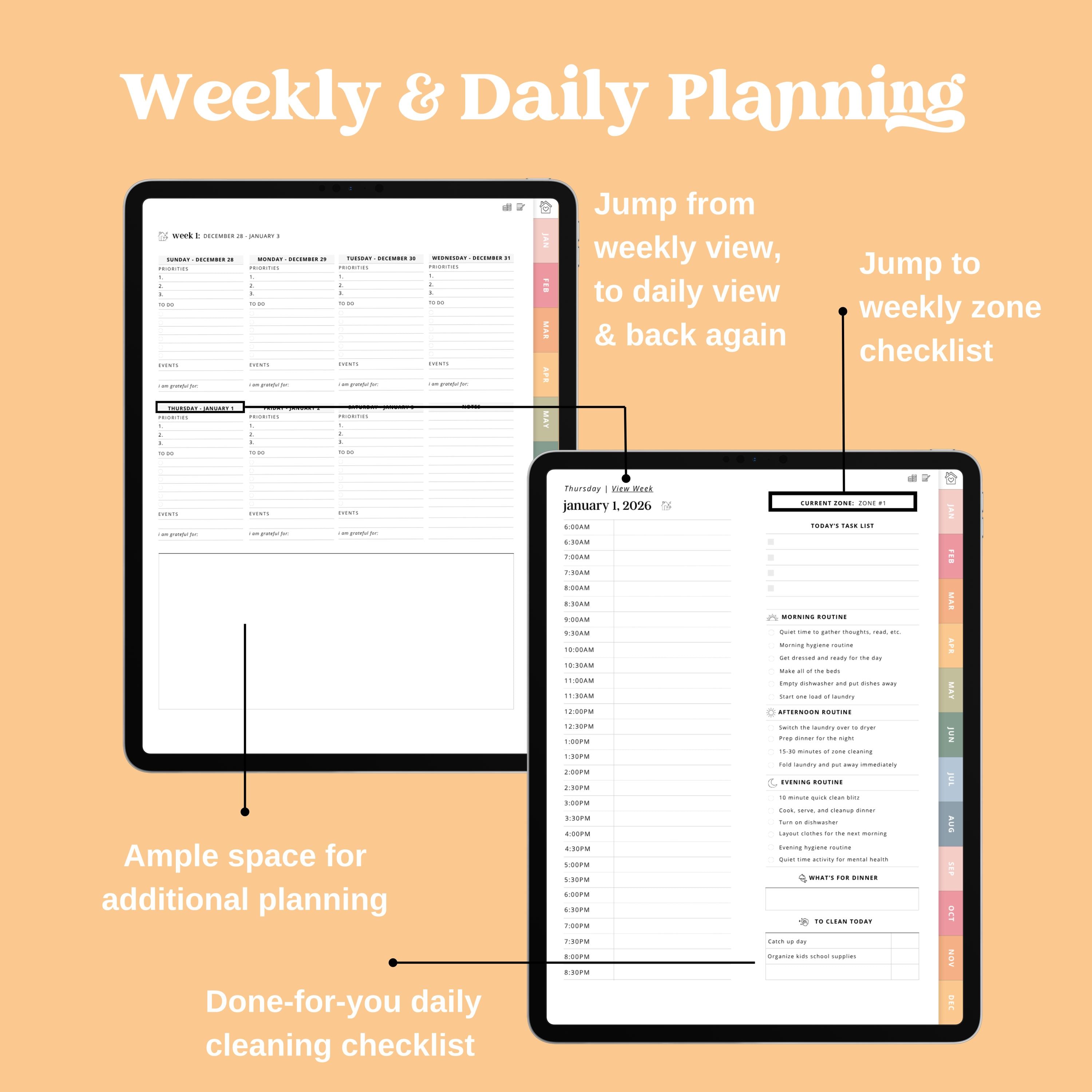 2026 Digital Home and Life Planner for Moms Daily Cleaning Schedule ...