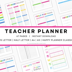 Teacher Planner, Teacher Planners, Happy Planner Teacher, Lesson PlannerBook, Digital Teacher Planner, Teacher Planner Printable