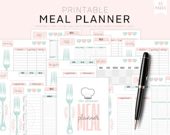 Meal Planning, Grocery List, Meal Planner, Meal Planner Printbale PDF, Shopping List, Weekly Meal Planner, Weekly Menu Planner Printable