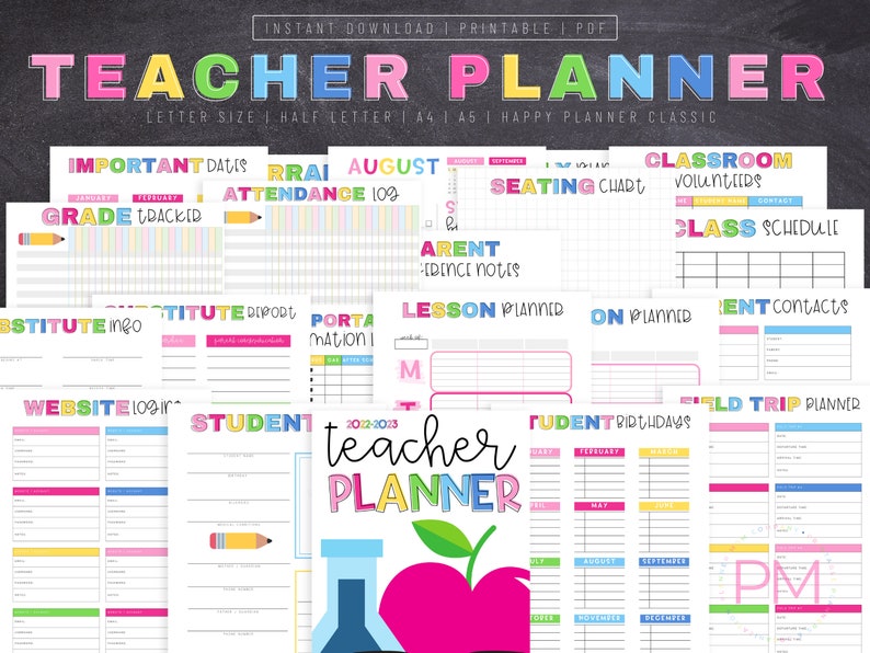Teacher Planner 20222023 Lesson Planner Printable Academic Etsy Canada