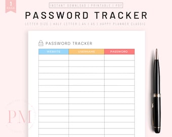Password Tracker Printable, Password Book, Password Keeper, Password Notebook, Password Journal, Password Planner Insert, Password List