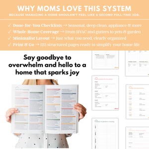 Printable home organization binder pages for managing household tasks, finances, schedules, and meal planning printable planner