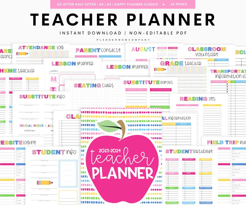 20232024 Teacher Planner Teacher Weekly Planner Lesson Etsy