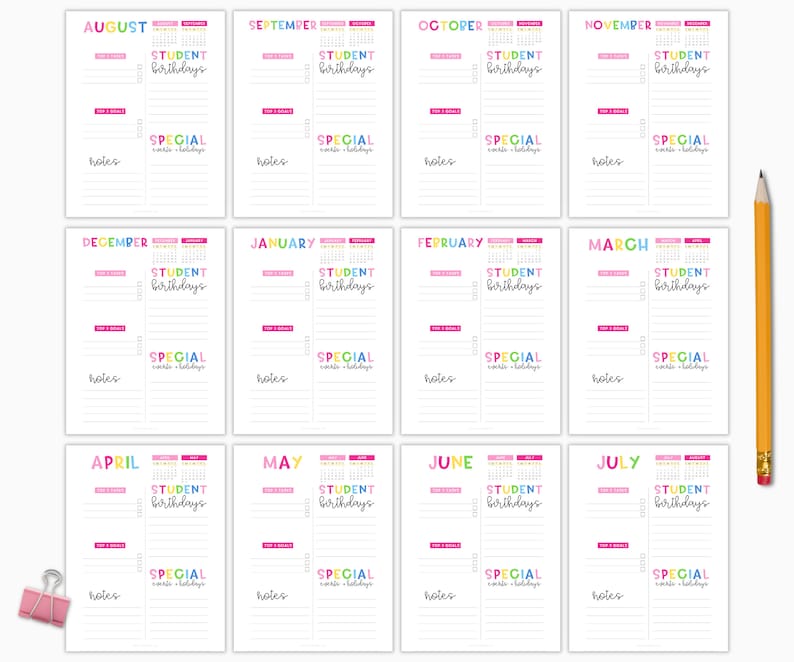 Teacher Planner 2023-2024, Lesson Planner Printable, Academic Planner, Classroom Roster, Agenda, Letter Size, A5 image 4