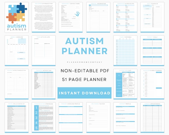 Autism Planner, Autism Planner Binder, Autism Planner Adult, Daily Planner For Autism, Daily Planner Autism, Autism Digital Planner