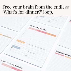 Editable family meal chart digital download with space for breakfast lunch and dinner, made for family use