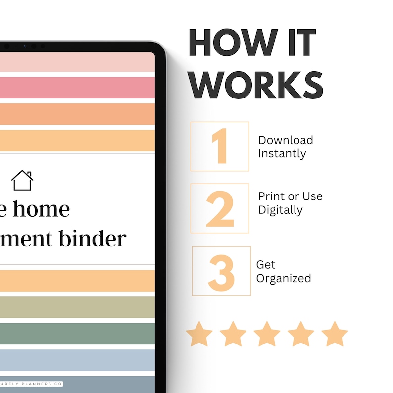 Household organizer printable binder pages for home organization, bill tracker, grocery list, and home management planner PDF