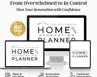 Hauptrenovierungs-Planer, Projektplaner, Hauptdekorations-Planer, druckbarer Planer für die Wandgestaltung, Hausplaner, minimalistischer Home Reno-Planer