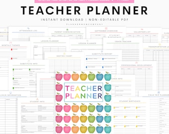 Teacher Planner Printable, School Planner, Academic Planner, Lesson Planner, Digital Teacher Planner, Homeschool Planner, Teacher Binder