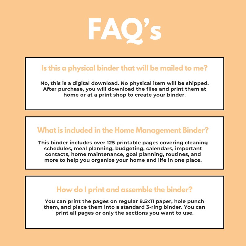 Home management binder printable worksheets for family organization, household planning, budgeting, and productivity planning