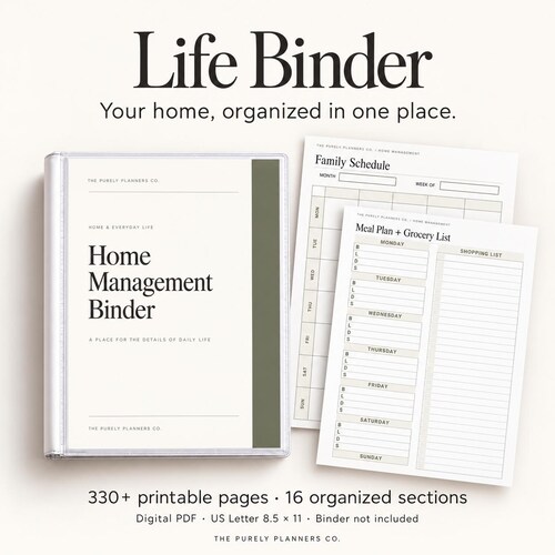 Carpeta de organización personal, carpeta de organización del hogar, carpeta de emergencias, planificador para TDAH imprimible, planificador familiar, planificador del hogar, cronograma de limpieza