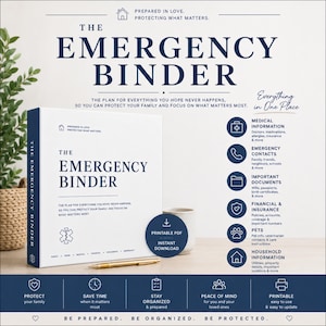 Emergency Binder Printable PDF, Family Emergency Planner, Just In Case Binder, Medical Financial Document Organizer