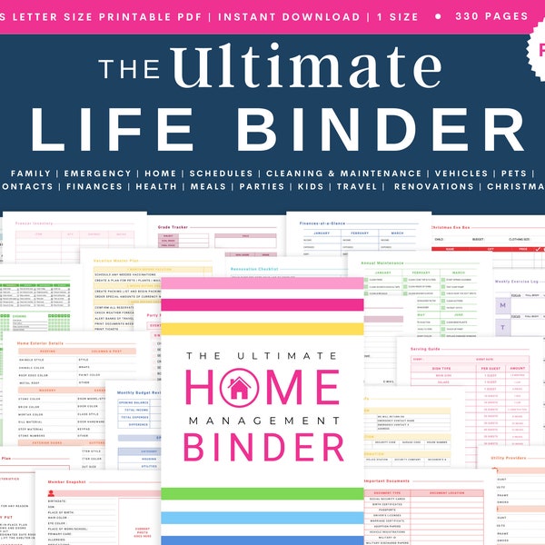 Life Binder, Home Management Binder, Emergency Binder, ADHD Planner Printable, Family Planner, Household Planner, Cleaning Schedule