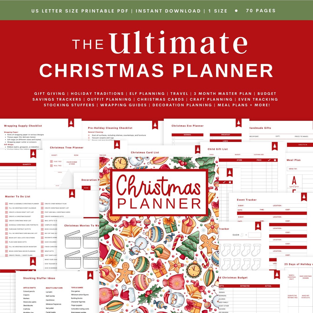 Ultimate Christmas Planner Printable, Christmas Gift Tracker, Christmas