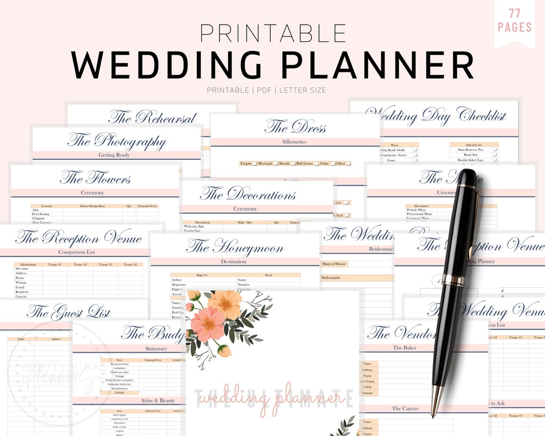 Wedding Planner Printable, Printable Wedding Planner Kit, Wedding ...