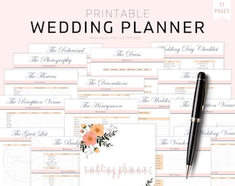 Wedding Planner Printable, Printable Wedding Planner Kit, Wedding Binder Template, Wedding Planning Book, Wedding Planner Organizer