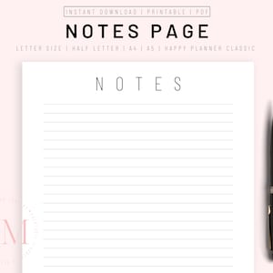 Strona do notatek do wydrukowania, papier do notatek w linie, planer stron do notatek, notatki do wydrukowania, wkładka do planera notatek, papier do notatników w linie, strona do notatek do wydrukowania