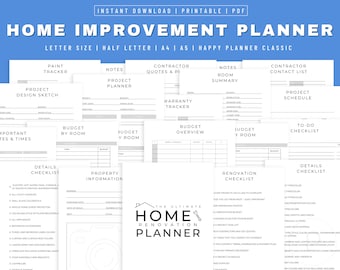 Home Renovation Planner, Project Planner, Home Improvement Planner, Printable Remodel Planner, Home Planner, Minimalist Home Reno Planner