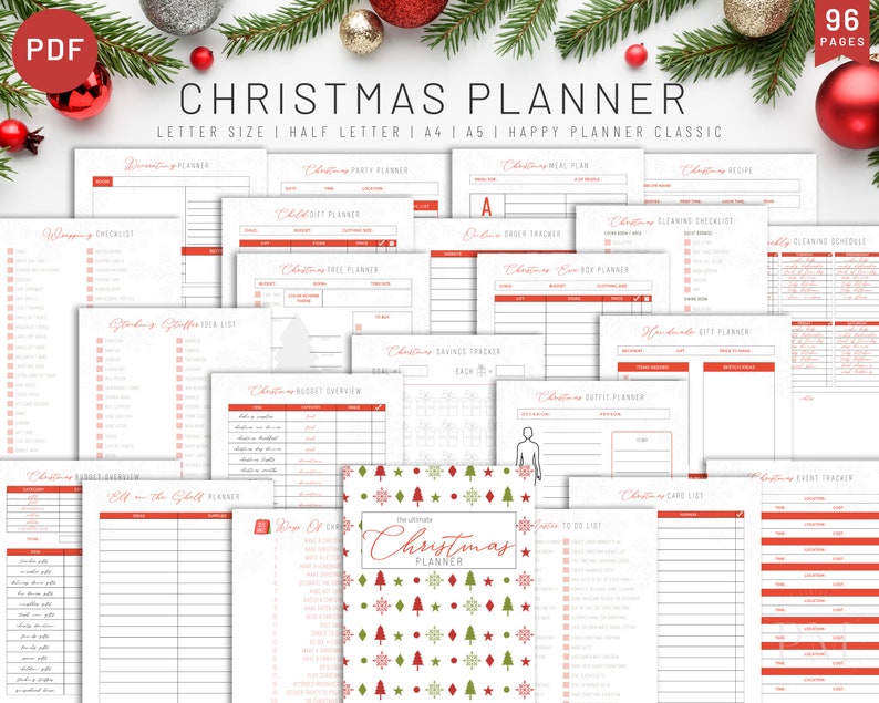 Christmas Planner Printable, Holiday Planner, Gift Budget Planner, Xmas Planner, Christmas Gift List, Christmas Binder, Christmas To Do List 