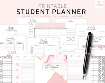 Planificateur étudiant imprimable, planificateur scolaire imprimable, planificateur étudiant, agenda de projet de productivité, planificateur de lycée