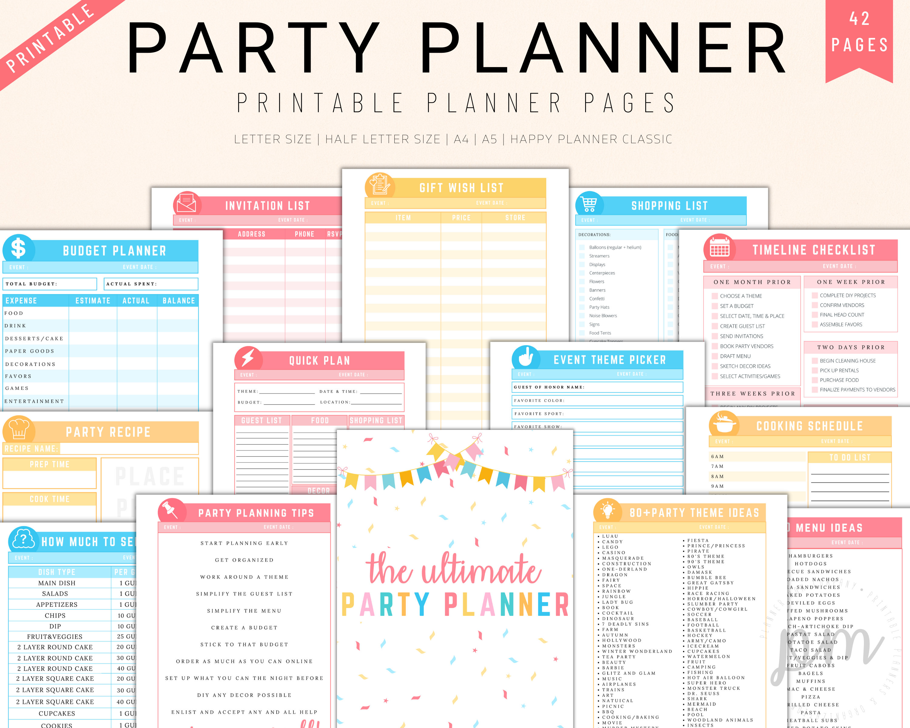 Printable Party Planner Event Planner Birthday Planner Etsy