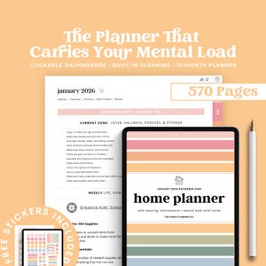 Busy Mom 2026 Digital Planner Cleaning Zone Tracker Mental Load Organizer Daily Home Life Schedule For Tablet Use