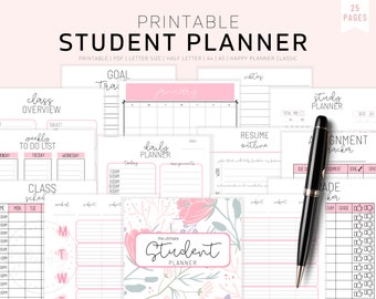 Student Planner Printable, Academic Planner Printable, College Student Planner, Productivity Project Agenda, High School Planner