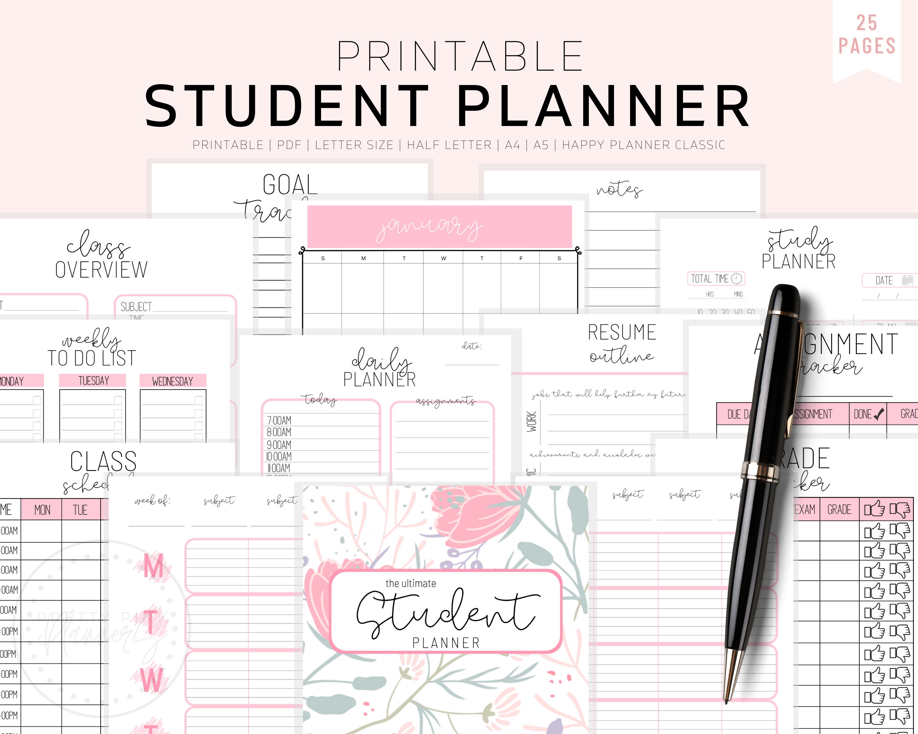 Student Planner Printable Academic Planner Printable | Etsy