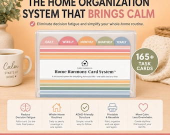 ADHD Home Routine Cards Visual Task System for Neurodivergent Adults Printable Daily Weekly Monthly Checklist No App Planner