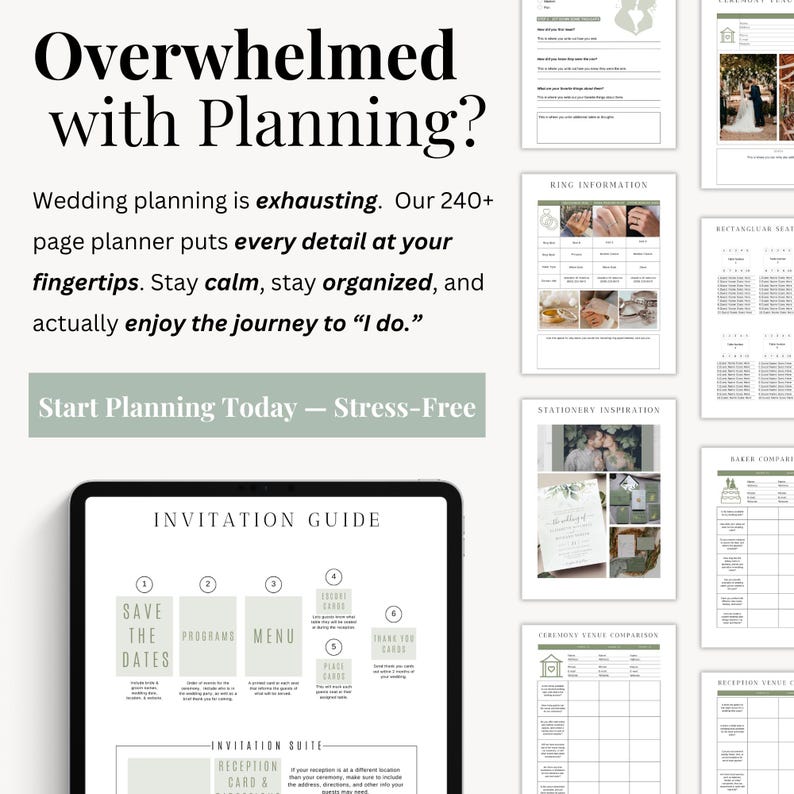 Customizable wedding planning guide shown outdoors, great for organizing vendor details and to-do lists during engagement.