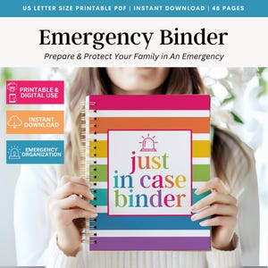 Carpeta imprimible de emergencias por si acaso, la carpeta definitiva de emergencias por si acaso, carpeta de emergencias, preparación