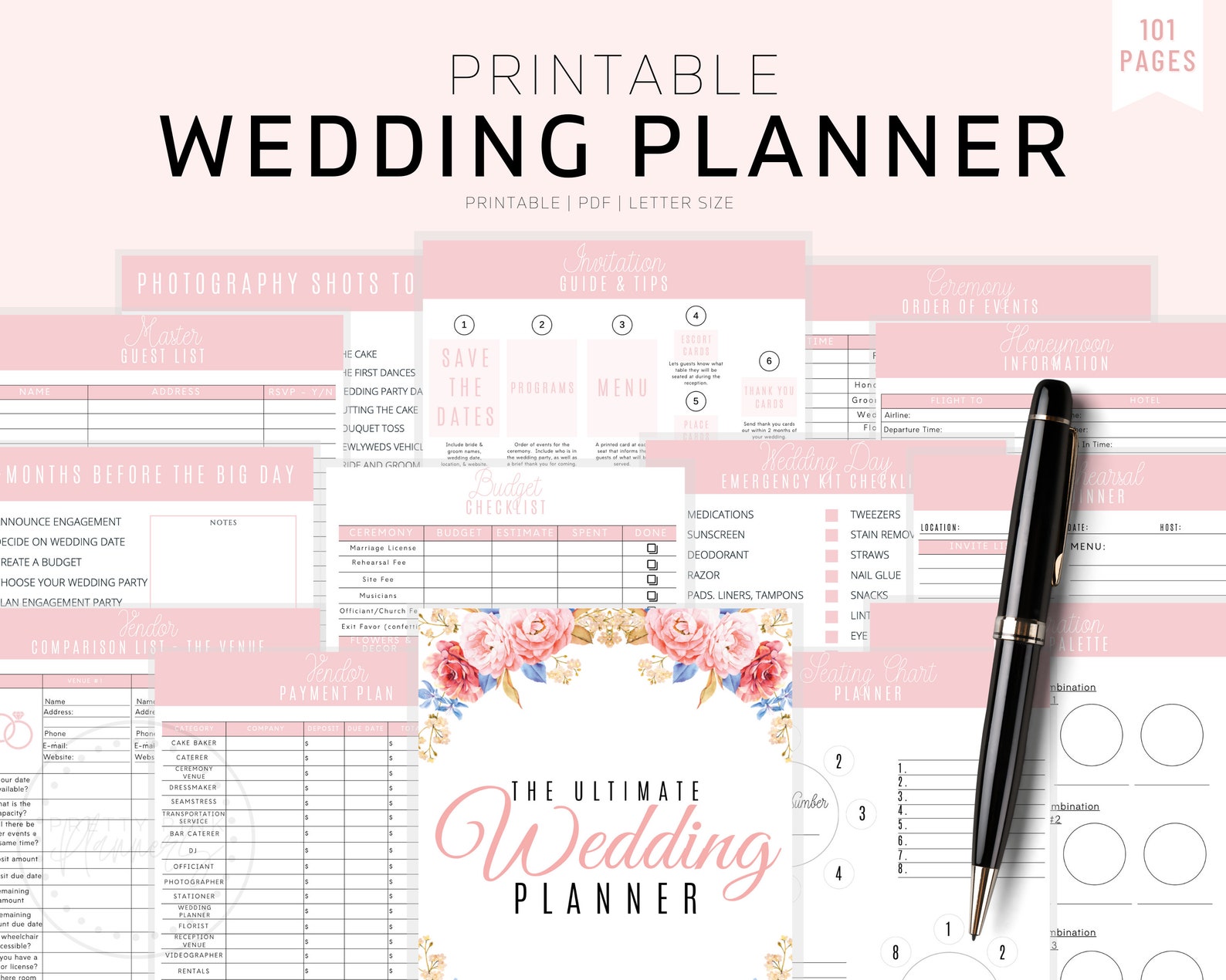 Wedding Planner Printable Printable Wedding Planner Kit - Etsy
