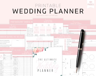 Wedding Planner Printable, Printable Wedding Planner Kit, Wedding Binder Template, Wedding Planning Book, Wedding Planner Organizer