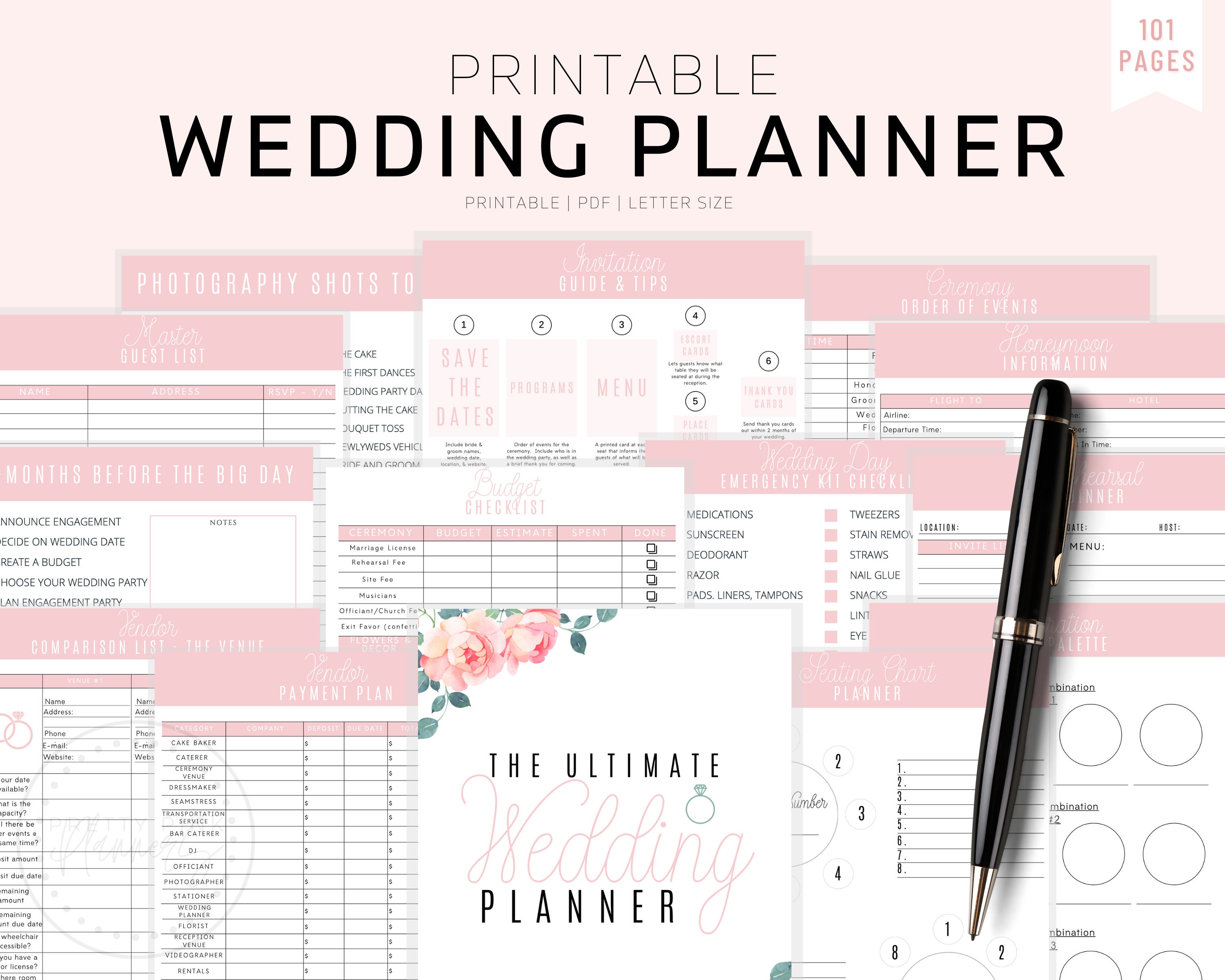 Wedding Planner Printable Printable Wedding Planner Kit Etsy UK