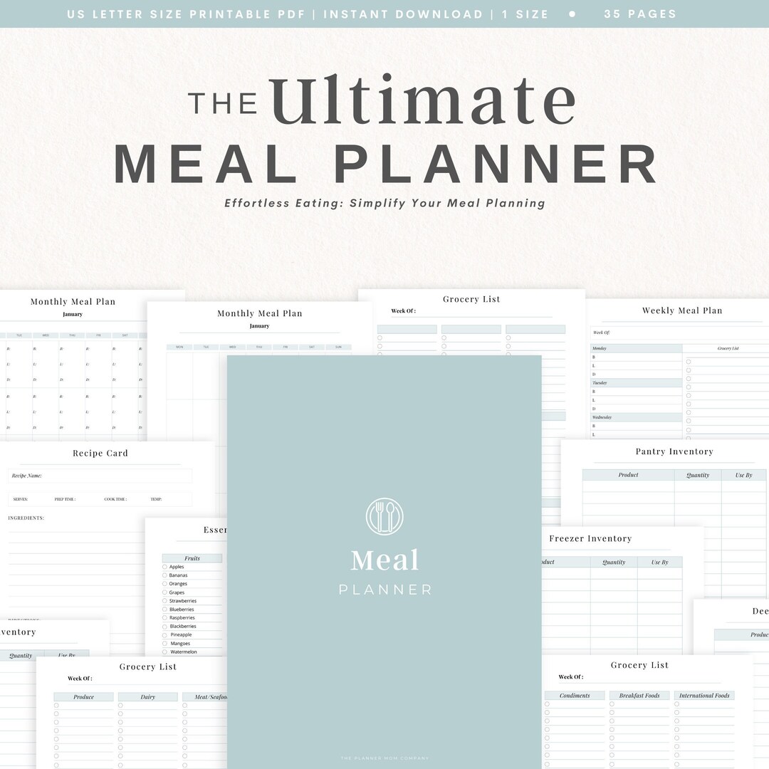 Busy Mom Meal Planner, Meal Planner for Mom, Master Grocery List ...
