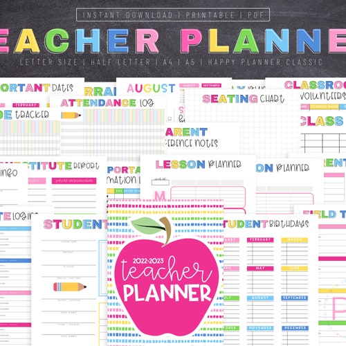 Teacher Planner 20222023 Lesson Planner Printable Academic Etsy