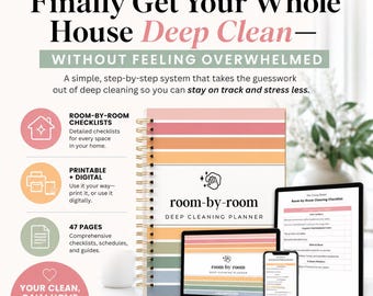Deep Clean Room By Room Checklist Deep Clean Check List Deep Cleaning Schedule Deep Cleaning Home Checklist Adhd Cleaning Guide Planner