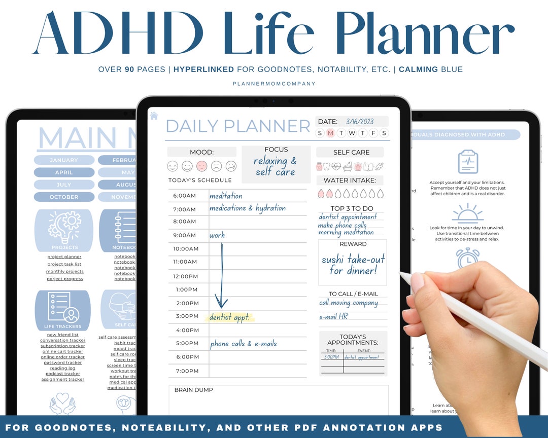 ADHD Goodnotes Planner, ADHD Planner, ADHD Journal, Adhd Daily Planner