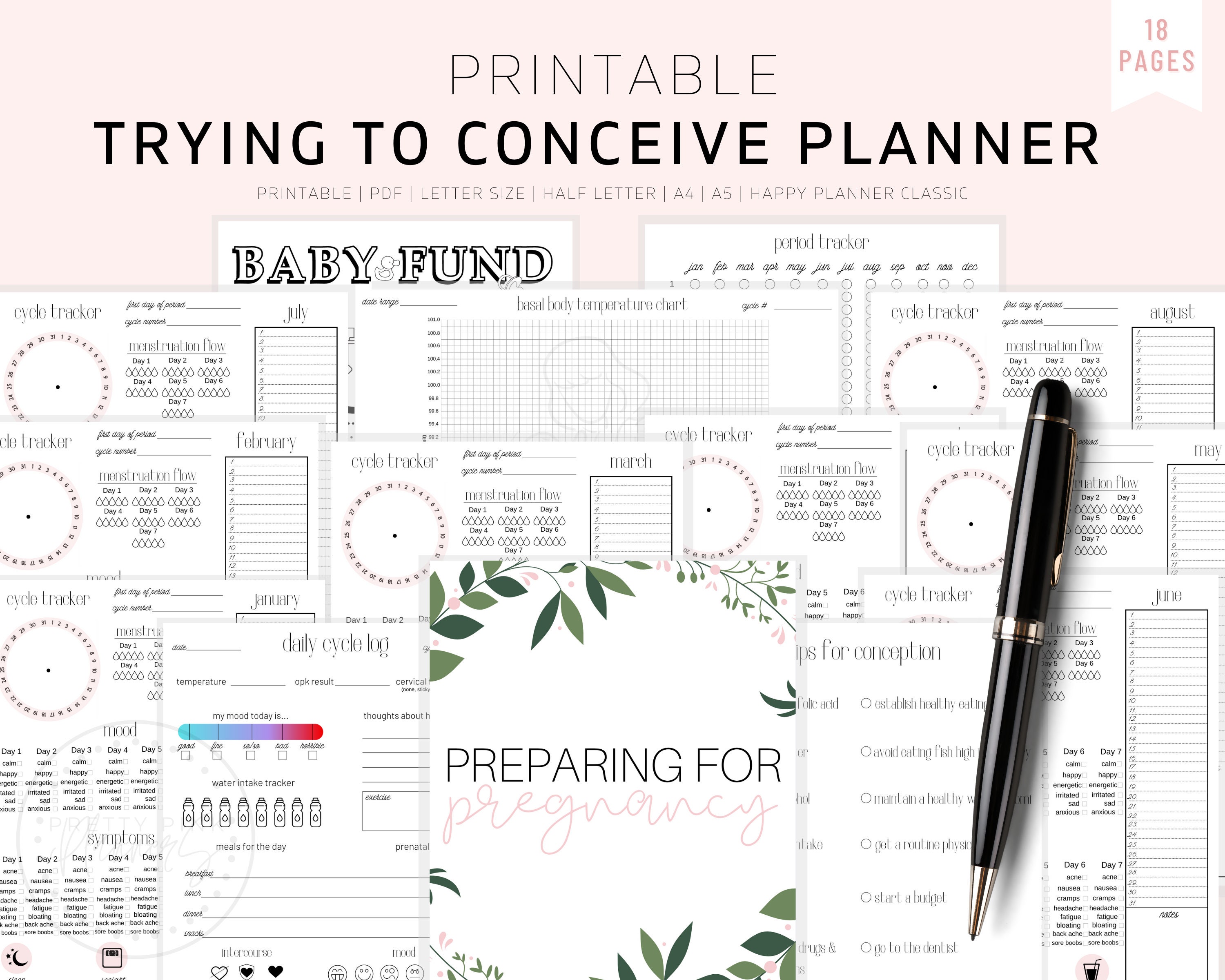 Printable Pregnancy Planner, Fertility Tracker Planner, Conception Tr…
