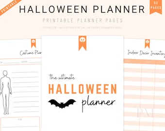 Printable Halloween Planner, Holiday Planner, Halloween Planner Insert, Halloween Schedule, Letter Size, A4, A5, Classic Happy Planner