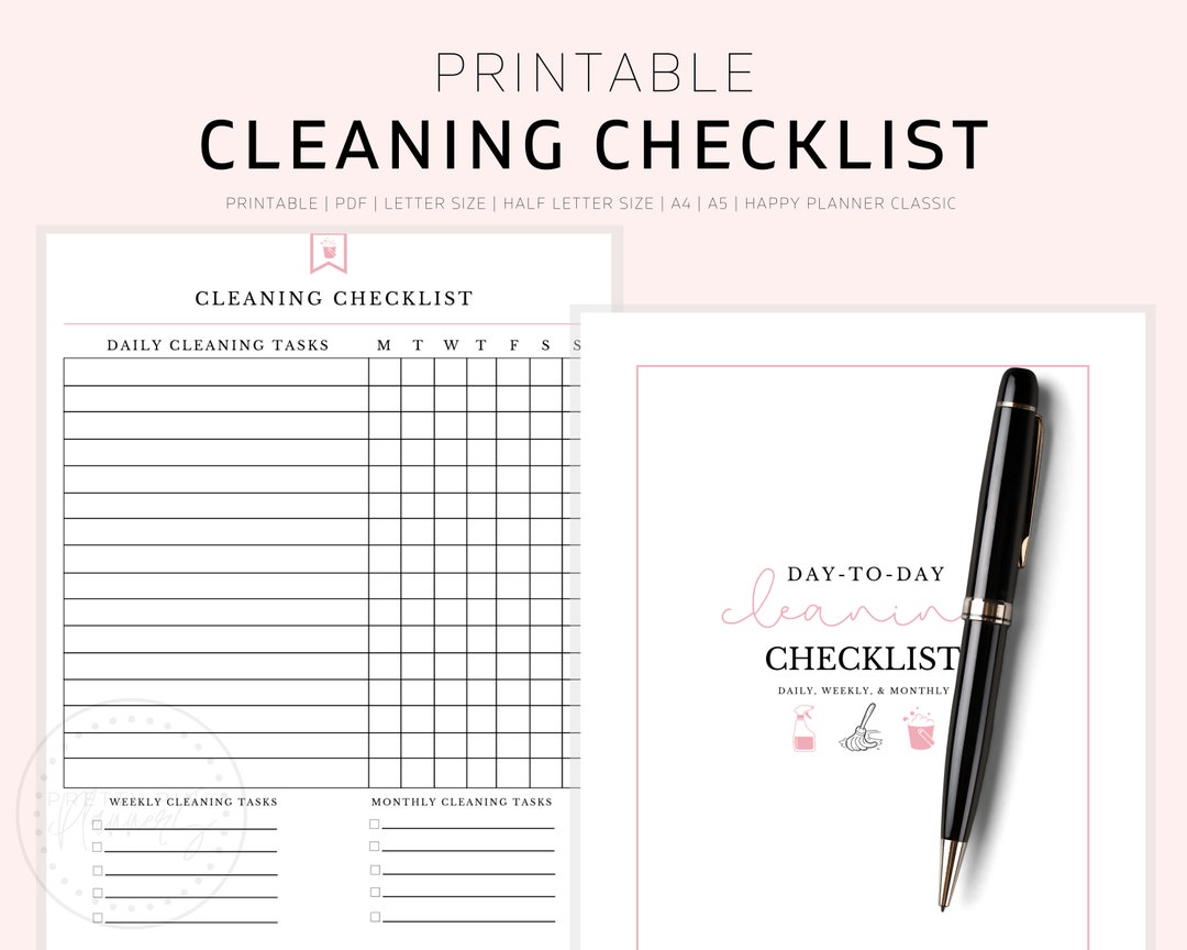 Daily Cleaning Checklist Weekly Cleaning Checklist Printable - Etsy
