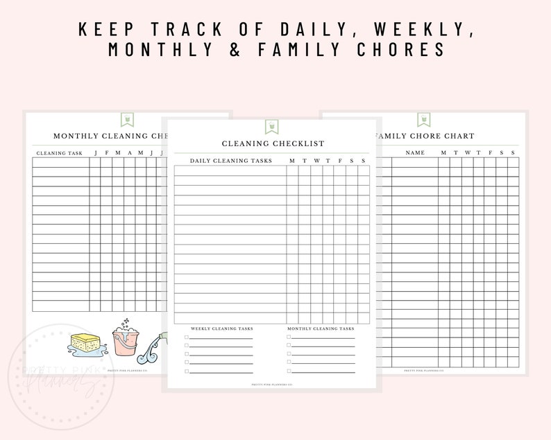 Weekly Cleaning Checklist, Printable Letter & A4, Printable A5, Happy Planner, Weekly Cleaning Planner image 2