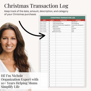 All-in-one digital Christmas planner spreadsheet, includes tabs for budget, gift list, and events for stress-free planning