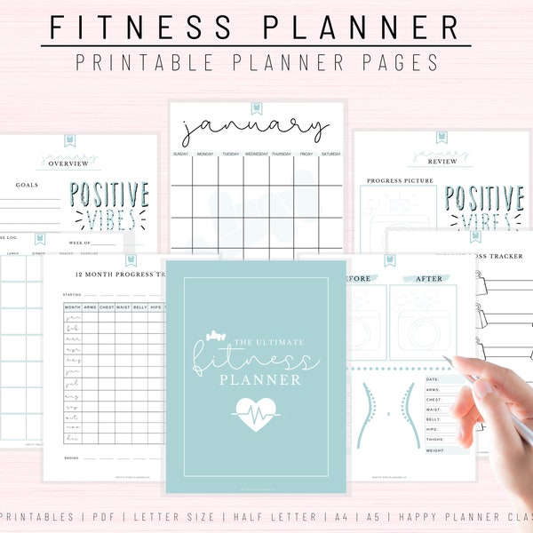 Fitness Planner Printable, Printable Health and Fitness, Workout Planner, Fitness Journal, Health Planner, Fitness Workout Log, Motivational