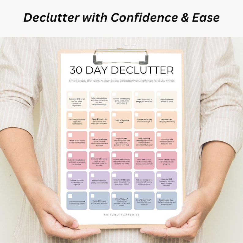 ADHD 30 Day Declutter Challenge Declutter Challenge Printable Declutter ...