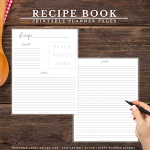 Recipe Binder, Recipe Book, Cookbook Template, Personalized Recipe, Recipe Cards, Printable Recipe Cards, Handwritten Recipe Cards, A5, A4