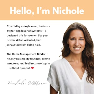 Printable household planner binder pages for organizing home tasks, finances, meal planning, and weekly schedules