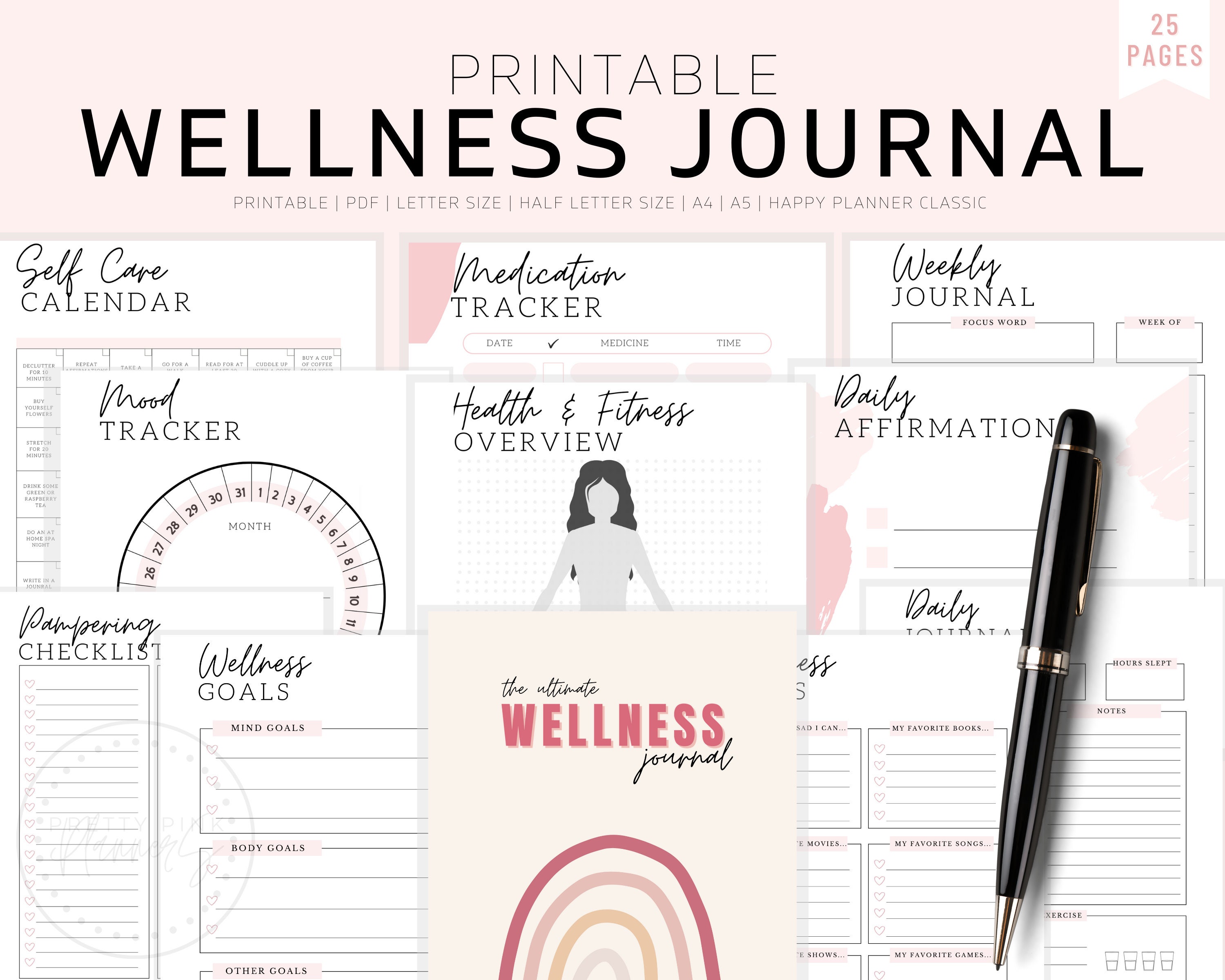 Self-Care Journal Kit, Download Self-Care Prompts, Stickers, & Coloring  Pages